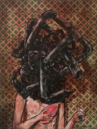 Eko Nugroho, Generasi yang Suka Mengkonsumsi Air Liur Sendiri, 2014, Acrylic on canvas, 200 x 150 cm | 78.74 x 59.06 in, # NUGR0180 