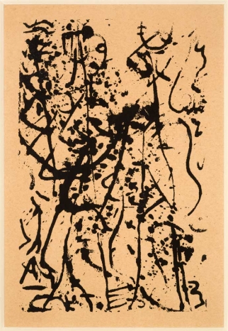 Jackson Pollock, Untitled, from the series: M20, Variante von M50 (M60, M31, M51), ca 1946, unique, silkscreen print, black on brownish paper, 21,6 x 14 cm | 8.5 x 5.51 in, # POLL0001 