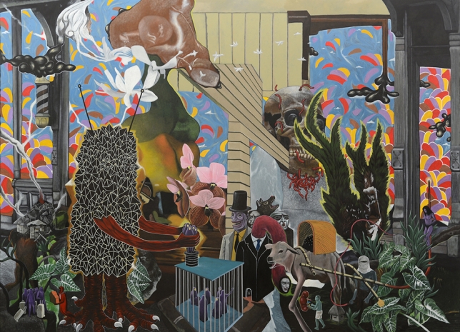Rodel Tapaya, Slave Broker, 2015, acrylic on canvas , 243,84 × 335,28 cm , TAPA0109 