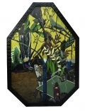 Rodel Tapaya, Faithful Lover, 2013, Acrylic on canvas, framed with engraved tin sheet, 197 x 136 cm | 77.56 x 53.54 in, # TAPA0019 | Recently exhibited at the Ateneo Art Gallery, Quezon City, Philippines  