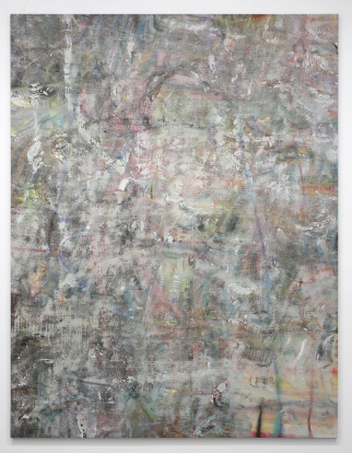 Liam Everett, Untitled (Trieste), 2014, Acrylic, enamel, alcohol, and salt on oil primed linen, 254 x 195.5 cm 