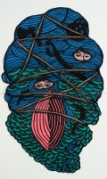 Eko Nugroho , Mask series #2, 2012, Machine embroidery rayon thread on fabric backing, wire, 237 x 149 cm | 93.31 x 58.66 in, # NUGR0089 