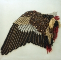 Gade, Broken Wing, 2012, Buddhist prayer beads sewed on fabric made from yak wool, 100 × 100 cm, GADE0002 