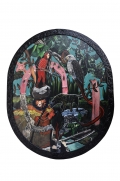 Rodel Tapaya, Protection in the Forest , 2013, Acrylic on canvas, framed with engraved tin sheet, 166 x 137 cm | 65.35 x 53.94 in, # TAPA0014 | Recently exhibited at the Ateneo Art Gallery, Quezon City, Philippines 