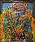 Jigger Cruz, Misfortunes of the Orange Rhapsody, 2014, Oil on canvas and wood, 173 x 141 cm | 68.11 x 55.51 in, # CRUZ0009 