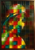 J. Ariadhitya Pramuhendra, Edith Stein, 2012, Charcoal on paper and stained glass , 108 x 158 x 14 cm | 42.52 x 62.2 x 5.51 in, # PRAM0012 