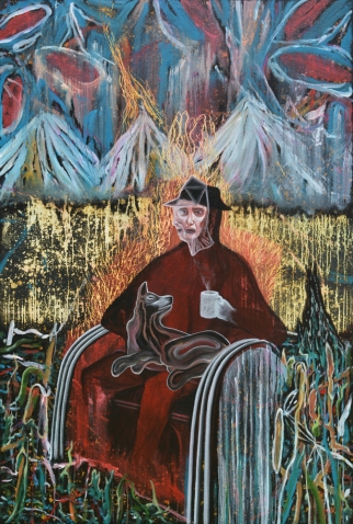 Rodel Tapaya, The Sitter, 2015, acrylic on canvas, 183 × 122 cm, TAPA0120 