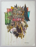 Eko Nugroho, Money Always Over The Power, 2014, Ecoline, Indian ink on paper, 200 x 150 cm 